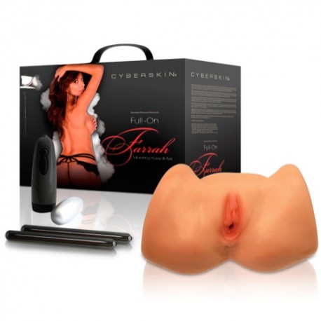 MASTURBADOR COM VIBRAÇÃO FULL-ON FARRAH’S CYBERSKIN EM FORMA DE VAGINA E ÂNUS