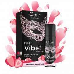VIBRADOR LÍQUIDO COM SABOR A GIN TÓNICO DE MORANGO DUAL VIBE 15ML ORGIE